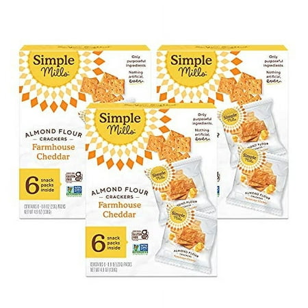 Simple Mills Almond Flour Crackers  Farmhouse Cheddar Snack Packs - Gluten Free  Healthy Snacks  4.9 Ounce (Pack of 3)
