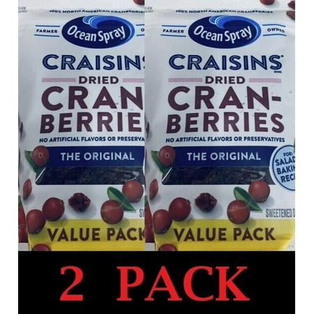 2x Ocean Spray the ORIGINAL Craisins Dried Cranberries 20 Oz VALUE PACK - 2 PACK