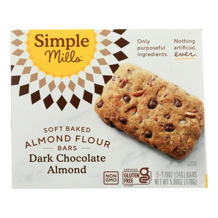 Simple Mills - Bar Soft Baked Dark Chocolate Almond - Case of 6 - 5.99 OZ