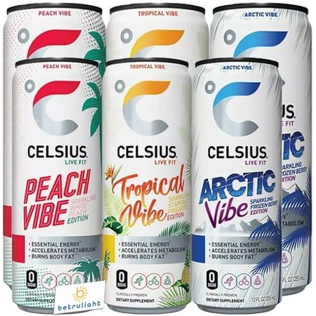CELSIUS Energy Drink |Functional Essential Energy Drink Sparkling Orange  Kiwi Guava and Mango Passionfruit | Sparkling Berry  Starfruit Pineapple & W