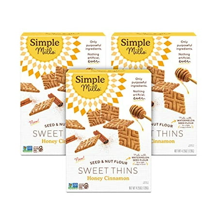 Simple Mills Honey Cinnamon Seed & Nut Flour Sweet Thins  Paleo Friendly & Delicious Sweet Thin Cookies  Good for Snacks  Nutrient Dense  4.25 Oz  3 C
