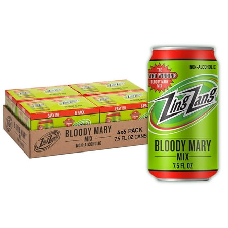 Bloody Mary Mix  Non-Alcoholic Cocktail Mixer with a Bold-Tasting Seven Vegetable Juice and Spice Blend  7.5 Fl Oz Cans (Pack of 24)