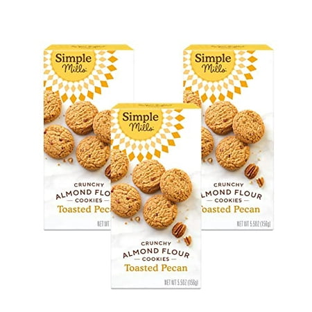 Simple Mills Almond Flour Crunchy Cookies  Toasted Pecan - Gluten Free  Vegan  Healthy Snacks  Made with Organic Coconut Oil  5.5 Ounce (Pack of 3)