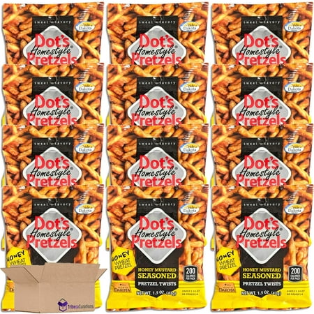 Dot S Pretzels Honey Mustard Seasoned Pretzel Twists Value Pack | Bundled by Tribeca Curations | 1.5 Ounce | Pack of 12
