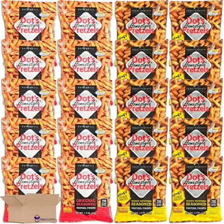 Dot S Pretzels Honey Mustard & Original Seasoned Pretzel Twists Combo Value Pack | Bundled by Tribeca Curations | 1.5 Ounce | Pack of 20