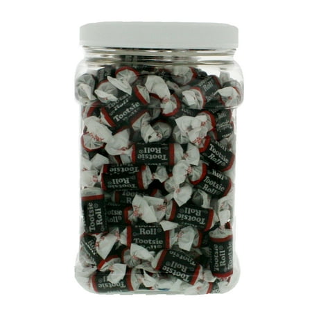 Tootsie Roll Midgies (Medium) Size 2.25LB - Original Individually Wrapped Tootsie Rolls in 64 FL OZ Gift Ready Reusable Square Jar