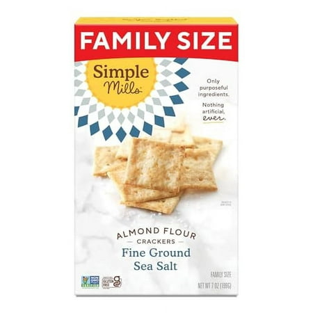 Simple Mills Almond Flour Crackers  Family Size  Fine Ground Sea Salt - Gluten Free  Vegan  Healthy Snacks  7 Ounce (Pack of 1)