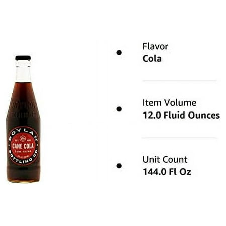 Boylan Sugar Cane Cola Soda (Glass Bottles)  12 Fl Oz (Pack of 12)
