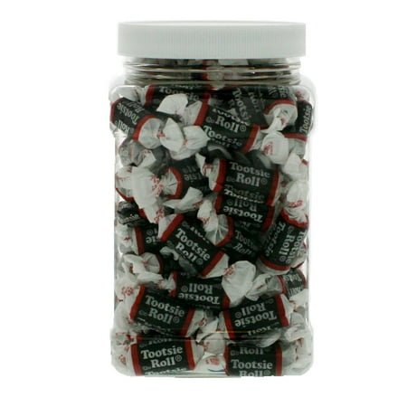 Tootsie Roll Midgies (Medium) Size 1.5LB - Original Individually Wrapped Tootsie Rolls in 48 FL OZ Gift Ready Reusable Square Jar