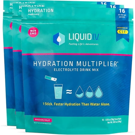 Hydration Multiplier - Passion Fruit - Hydration Powder Packets | Electrolyte Drink Mix | Easy Open Single-Serving Stick | Non-GMO | 48 Sticks