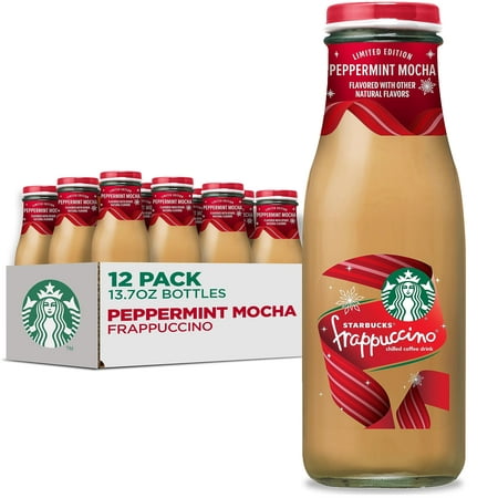 Starbucks Frappuccino Coffee Drink  Peppermint Mocha  13.7 Fl Oz Bottles (Pack of 12)  Limited Time Offer