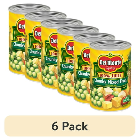 (6 Pack) Del Monte Chunky Mixed Fruit  100% Juice  Canned Fruit  15 Oz Can