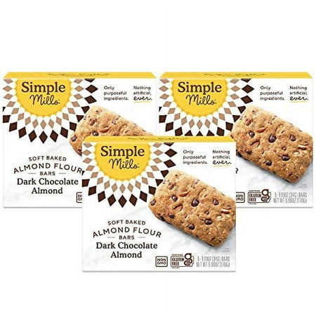 Simple Mills Almond Flour Snack Bars  Dark Chocolate Almond - Gluten Free  Made with Organic Coconut Oil  Breakfast Bars  Healthy Snacks  Paleo Friend