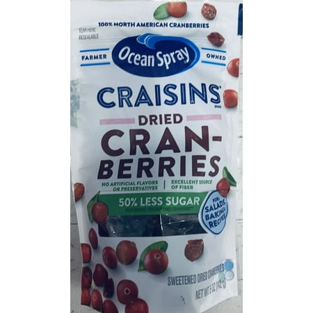 Ocean Spray ORIGINAL Craisins Dried Cranberries 50% LESS SUGAR 5 Oz Bag