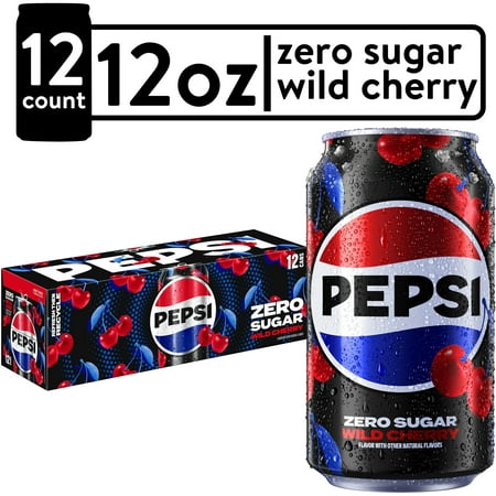 Pepsi Zero Sugar Wild Cherry Soda Pop  12 Fl Oz  12 Pack Cans