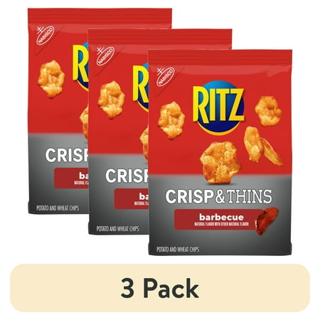 (3 Pack) RITZ Crisp and Thins Barbecue Chips  7.1 Oz