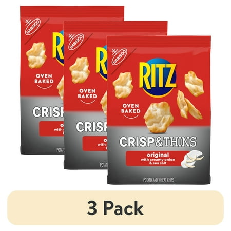 (3 Pack) RITZ Crisp and Thins Original with Creamy Onion and Sea Salt Chips  7.1 Oz