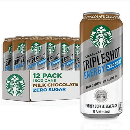 Starbucks - RTD Coffee Starbucks Tripleshot Zero Sugar Energy Extra Strength Espresso Coffee Beverage  Milk Chocolate  15 Oz Cans (12 Pack)  Brown