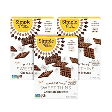 Simple Mills Sweet Thins Cookies  Seed and Nut Flour  Chocolate Brownie - Gluten Free  Paleo Friendly  Healthy Snacks  4.25 Ounce (Pack of 3)