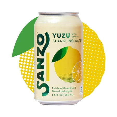 Flavored Sparkling Water - Yuzu (Lemon) 12-Pack - Carbonated Drink Made with Real Fruit & Sugar-Free - Non-GMO  Gluten-Free & Vegan - 12 Fl Oz Cans - 