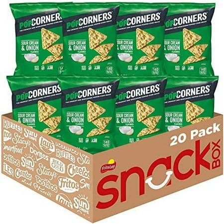 PopCorners Popped Corn Snacks  Sour Cream & Onion  1oz Bags (20 Pack)