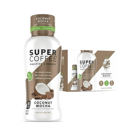 Super Coffee  Keto Protein Coffee (0g Added Sugar  10g Protein  70 Calories) 12 Fl Oz | Iced Smart Coffee Drinks (Coconut Mocha  12 Fl Oz (Pack of 12)