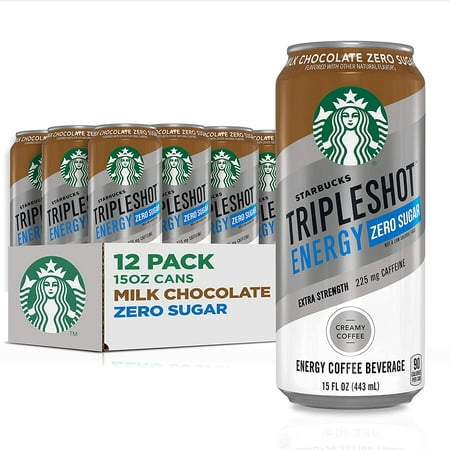 Starbucks - RTD Coffee Starbucks Sugar Energy Extra Strength Espresso Coffee Beverage  Milk Chocolate  15 Oz Cans (12 Pack)  Brown