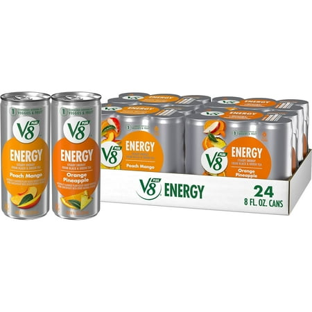 +ENERGY Orange Pineapple and Peach Mango Energy Drink Variety Pack  8 FL OZ Can (4 Packs of 6 Cans)