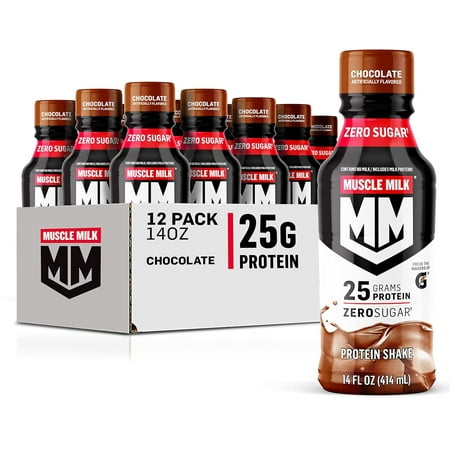 Genuine Protein Shake  Chocolate  14 Fl Oz Bottle  12 Pack  25g Protein  Zero Sugar  Calcium  Vitamins a  C & D  6g Fiber  Energizing Snack  Workout R