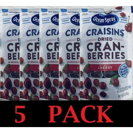 5x Ocean Spray CHERRY Craisins Dried Cranberries 6 Oz Bag - 5 PACK