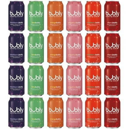 Bubly Sparkling Water  Carbonated Water 6 Flavor Variety Pack! 3 of Each - Zero Calories & Zero Sugar  12 Fl Oz Cans (24 Pack)