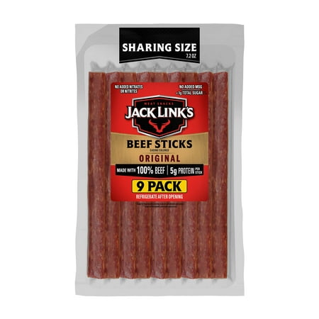 Jack Link S Beef Sticks  Original - Protein Snack  Meat Stick  Made with 100% Beef  No Added MSG** - 7.2 Oz.