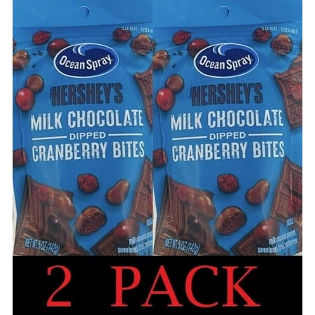 2x Ocean Spray Hershey S MILK CHOCOLATE DIPPED CRANBERRY BITES 5 Oz Bag - 2 PACK