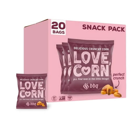 LOVE CORN BBQ 0.7oz X 20 Bags - Delicious Crunchy Corn - Healthy Family Snacks - Gluten Free  Kosher  NON-GMO - Alternative for Chips  Nuts  Crackers 