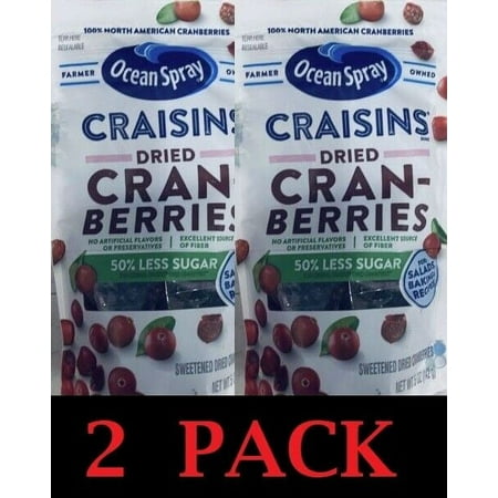 2x Ocean Spray ORIGINAL Craisins Dried Cranberries 50% LESS SUGAR 5 Oz - 2 PACK