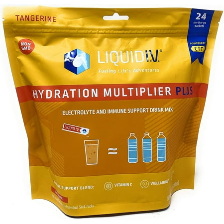 Liquid I.V Hydration Multiplier Plus  Electrolyte Powder  Easy Open Packets  Supplement Drink Mix (Tangerine 24 Packets))