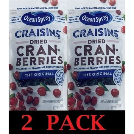 2x Ocean Spray the ORIGINAL Craisins Dried Cranberries 6 Oz Bag - 2 PACK