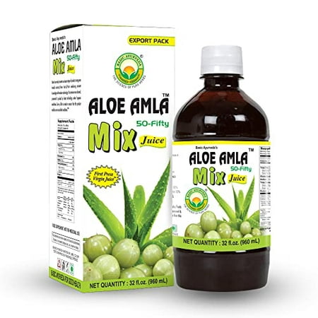 Basic Ayurveda Aloe Amla Mix Juice | Aloe Vera - Gooseberry Mix Juice | 32.46 Fl Oz (960 Ml)