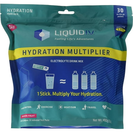 Liquid I.V.Hydration Multiplier Electrolyte Powder Easy Open Packets Supplement Drink Mix(Passion Fruit 30 Count)