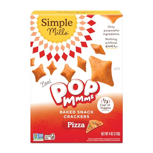 Simple Mills, Pop Mmms™, Baked Snack Crackers, Pizza, 4 Oz (113 G)