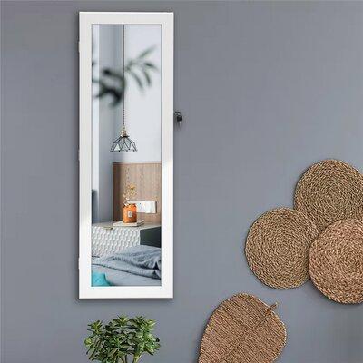 Mill Pines Fashion Simple Jewelry Storage Mirror Cabinet Can Be Hung on the Door or Wall Manufactured in White | 43.3 H X 14.2 W X 3.9 D in | Wayfair
