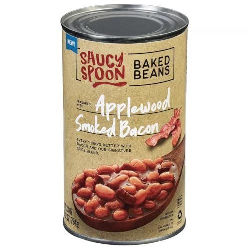 Saucy Spoon Applewood Smoked Bacon Baked Beans  Canned Beans  28 Oz Can