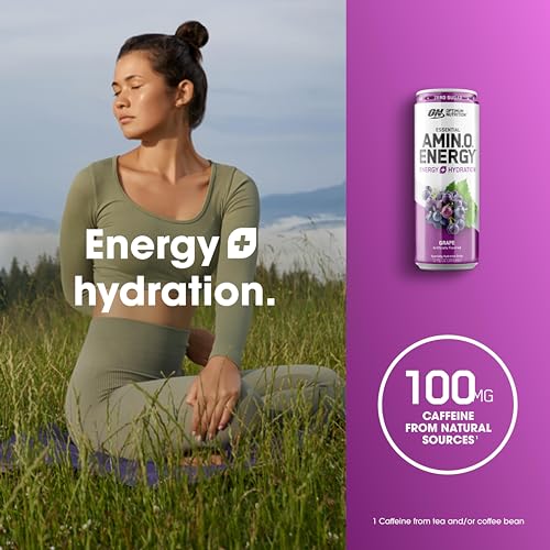 Optimum Nutrition Amino Energy Sparkling Hydration Drink, Electrolytes, Caffeine, Amino Acids, BCAAs, Sugar Free, Grape, 12 Fl Oz, 12 Pack (Packaging thumbnail