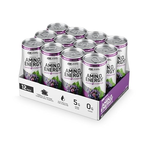 Optimum Nutrition Amino Energy Sparkling Hydration Drink, Electrolytes, Caffeine, Amino Acids, BCAAs, Sugar Free, Grape, 12 Fl Oz, 12 Pack (Packaging thumbnail