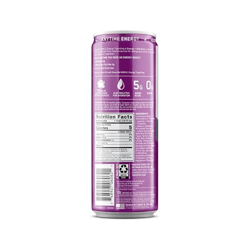Optimum Nutrition Amino Energy Sparkling Hydration Drink, Electrolytes, Caffeine, Amino Acids, BCAAs, Sugar Free, Grape, 12 Fl Oz, 12 Pack (Packaging thumbnail