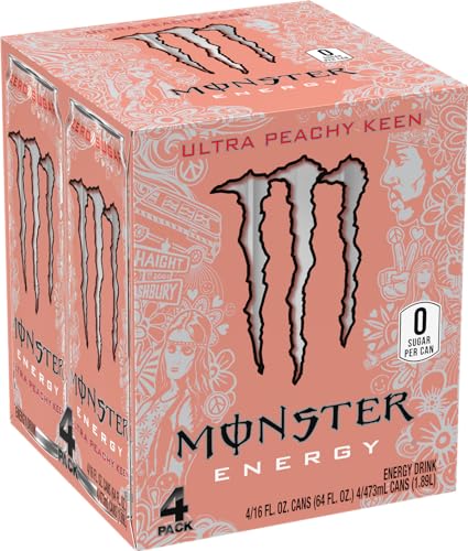 Monster Energy  Ultra Peachy Keen  Sugar Free Energy Drink  16 Fl Oz  4 Pack thumbnail