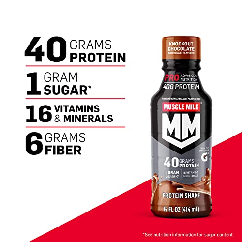 Muscle Milk Pro Advanced Nutrition Protein Shake, Intense Vanilla, 14 Fl Oz Bottle, 12 Pack, 40g Protein, 1g Sugar, 16 Vitamins & Minerals, 6g Fiber, thumbnail