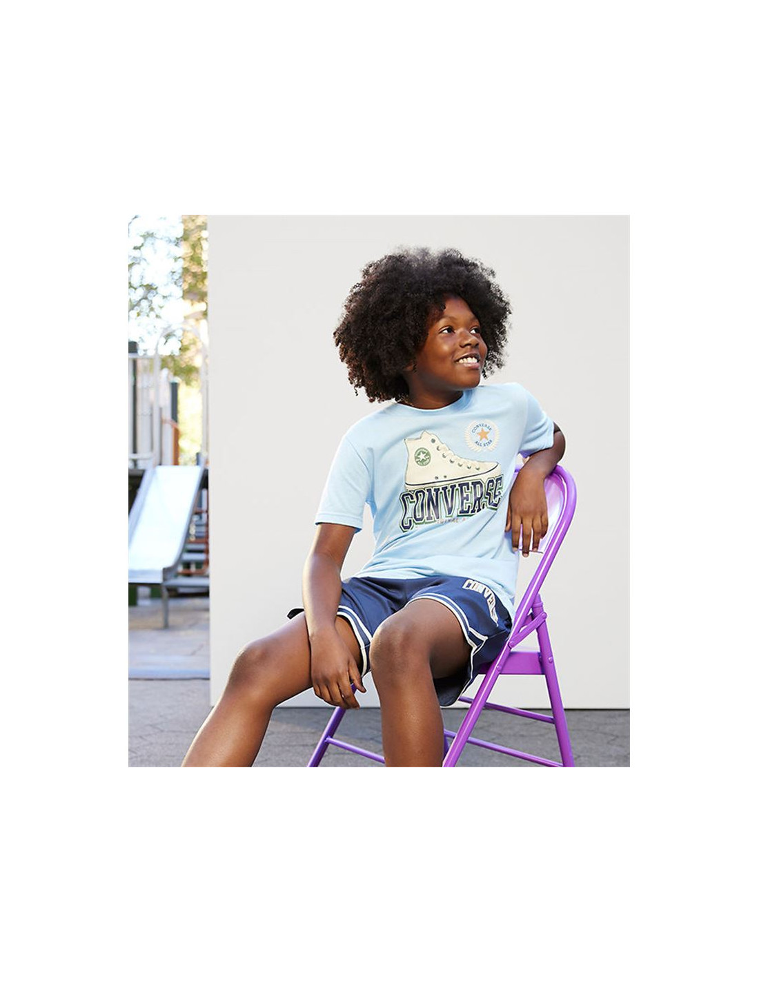Converse Big Boys Crew Neck Short Sleeve Graphic T-Shirt, X-large (18-20), Blue thumbnail