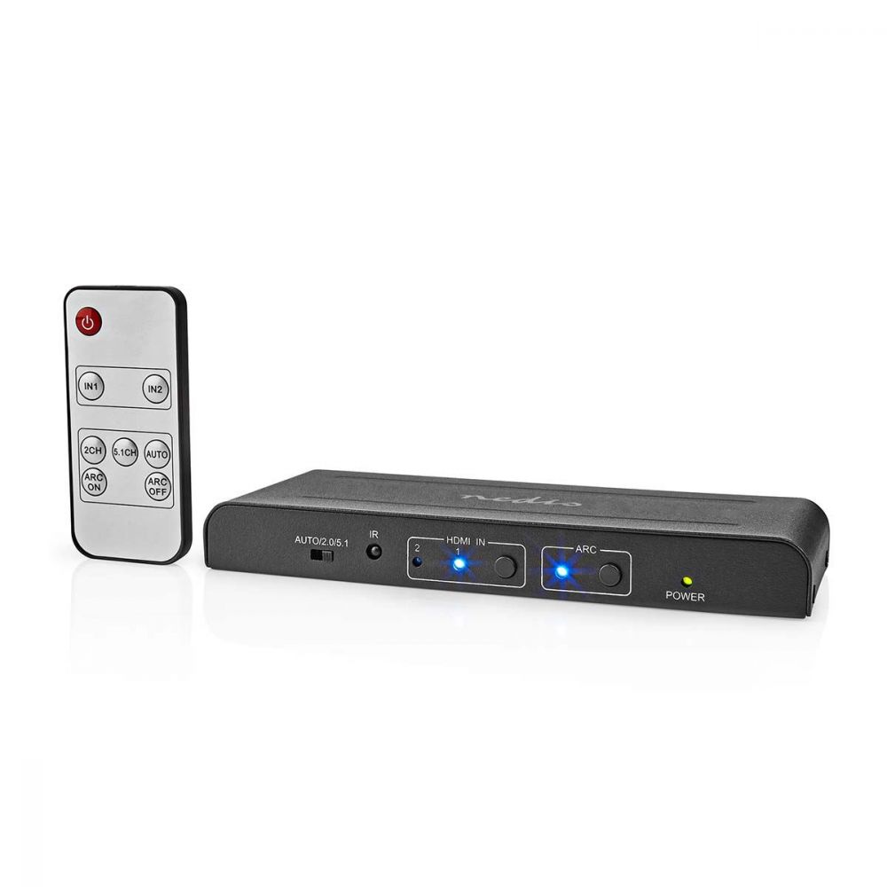 Nedis HDMI™ Extractor | 2x HDMI™ Input | TosLink Female / 1x HDMI™ Output / 2x RCA / 3.5 Mm | Maximum Resolution: 4K@60Hz | 18 Gbps | Metal | An