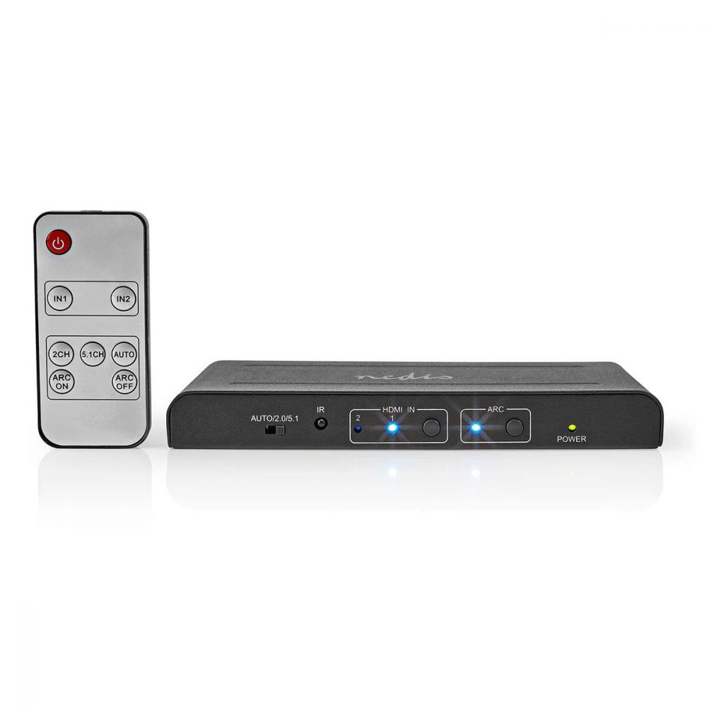 Nedis HDMI™ Extractor | 2x HDMI™ Input | TosLink Female / 1x HDMI™ Output / 2x RCA / 3.5 Mm | Maximum Resolution: 4K@60Hz | 18 Gbps | Metal | An thumbnail